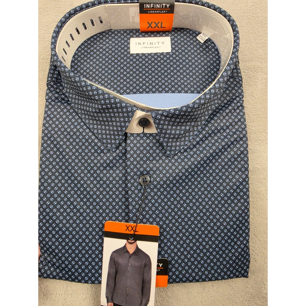 Infinity Linearflex Button Up Shirt Mens XXL Gray Textured 4-Way Stretch